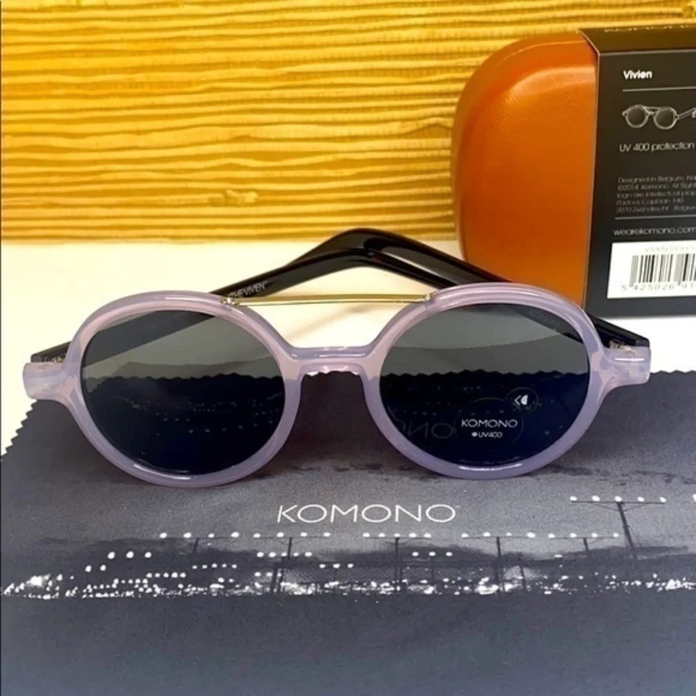NEW KOMONO Vivien Violet Black Sunglasses purple round